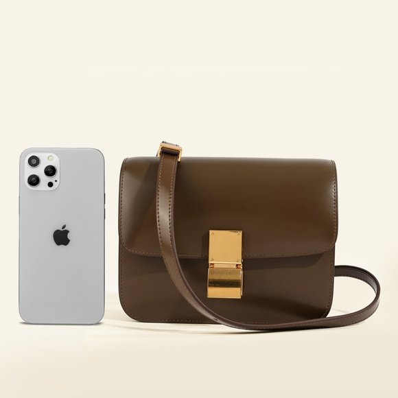 Italian Calfskin Leather Bag, Designer Bag, Italian Leather Box Bag - Picture 5 of 9